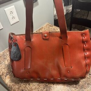 Dean leather hand bag Handcrafted Leather Tote Bag - Rust